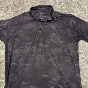 Greater Half Men's Black Camouflage Golf Polo Shirt Large